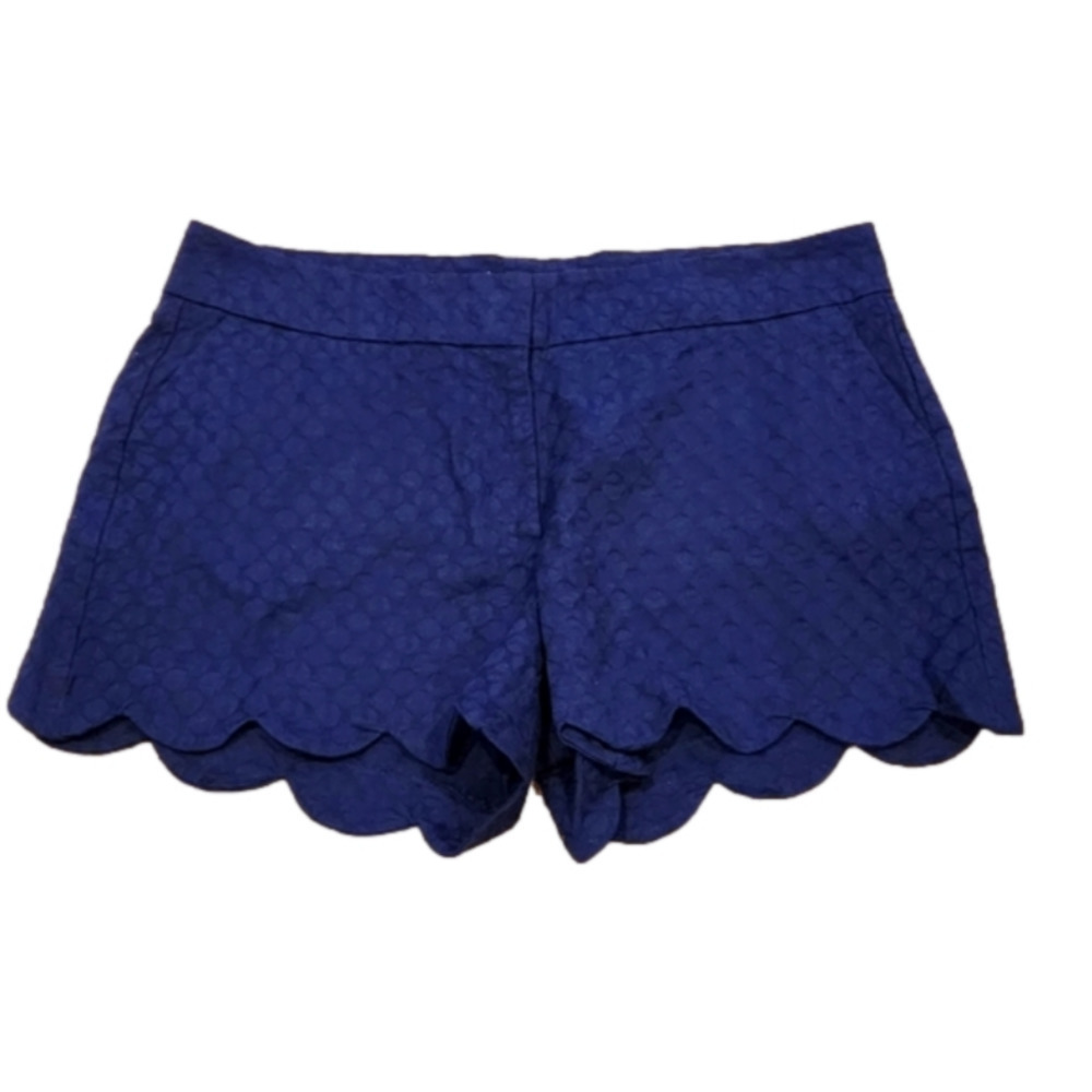 NWT Crown & Ivy Petite Navy Blue Scalloped Textured Shelby Shorts, size 12P